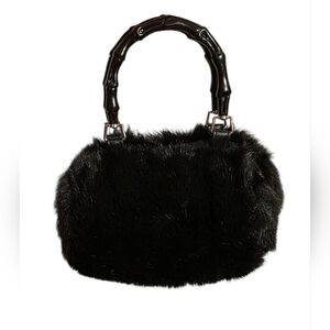 Black Faux Fur Handbag